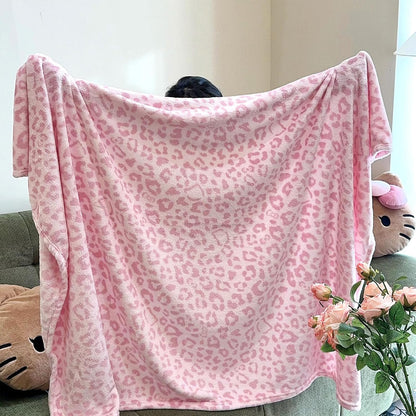 PU MEI Pink Leopard & Cheetah Print Fuzzy Flannel Blanket, Double Sided Ultra Cozy Super Soft Lightweight Animal Throw Blanket for Sofa, Couch, Bed, 60" x 80" inches