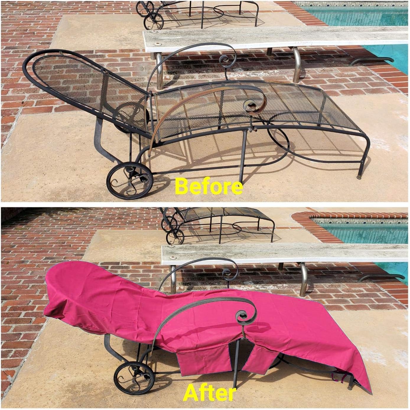 VOCOOL Sun Beach Chair Cover Towel Pool Chair Cover with Side Pockets Chaise Lounge Cover Lounger Mate for Sunbathing Lounger Hotel Garden Holiday Garden Pool, Pink