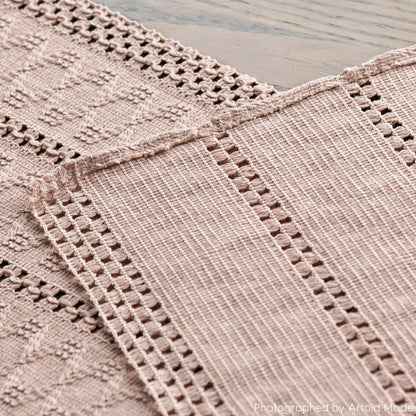 Artoid Mode Pink Farmhouse Woven Rustic Hollow Table Runner, Seasonal Holiday Hollow Kitchen Dining Table Decoration for Home Party Decor 12x72 Inch