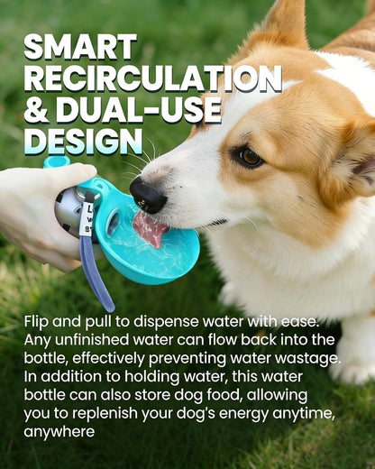 Foldable Pet Water Bottle for Travel, 2 in 1 Portable Dog Water Bottle, 9.6 Oz Stainless Steel Bottle with Silicone Bowl, Leak-Proof Water Dispenser Ideal for Small Dog Walking (Pink)