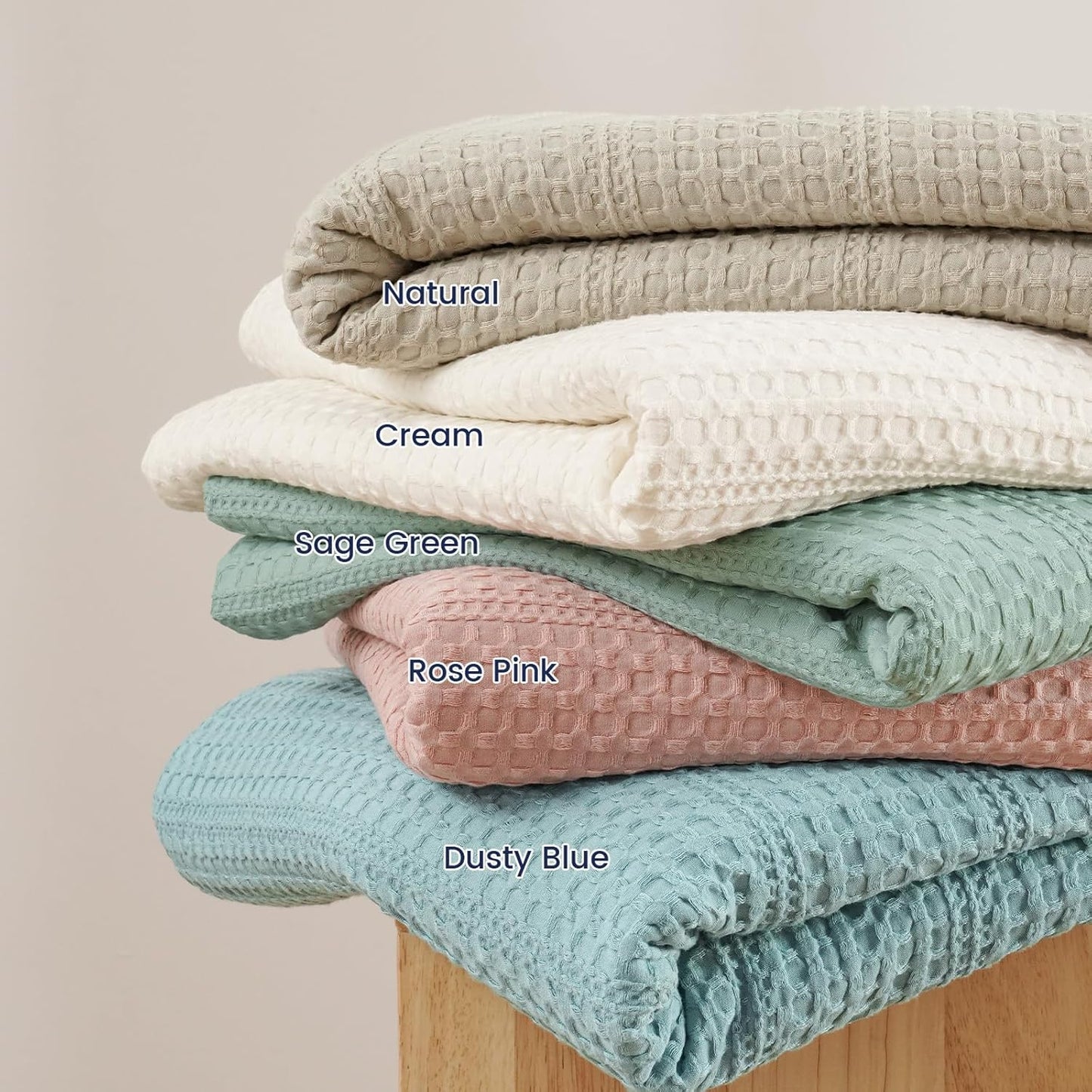PHF Lightweight Waffle Weave Blanket Queen Size 90"x 90", Soft Woven Summer Blanket for Hot Sleepers - Aesthetic Home Decor for Couch Bed Sofa, Pet Friendly, Rose Pink