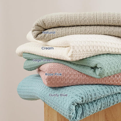 PHF Lightweight Waffle Weave Blanket Queen Size 90"x 90", Soft Woven Summer Blanket for Hot Sleepers - Aesthetic Home Decor for Couch Bed Sofa, Pet Friendly, Rose Pink