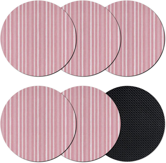 Pink Striped Coasters Set of 6 Absorbent Coasters for Drinks Coffee Table Decor Diatomaceous Earth Cup Coaster for Bar Desk Accessories Farmhouse Stripes Modern Vintage Gifts for Women 4Inch
