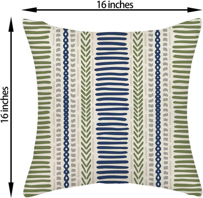 Pink Sage Green Pillow Covers 18x18 Inch 2 Pcs Boho Preppy Polka Dots Striped Decor Throw Pillows Modern Geometric Outdoor Farmhouse Decoration Pillowcase Linen Cushion Cover for Couch Sofa
