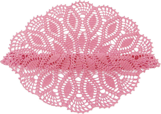 SUNONE11HKA 22 Inch Table Placemat Kitchen Round Decor Doily Washable Tablecloth Doilies (Pink)
