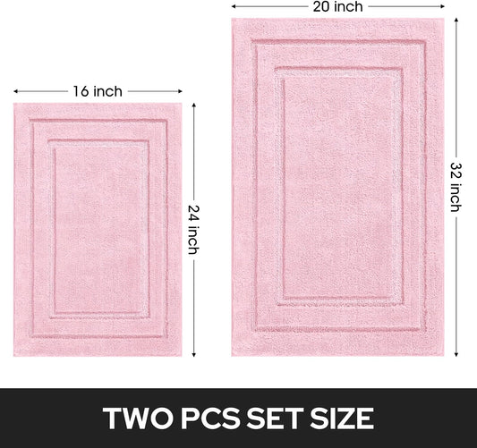HOMEIDEAS Pink Bathroom Rug, 2 Piece Super Soft Microfiber and Absorbent Shower Mat, Machine Washable Bath Mats for Valentine's Day Decorations, 20" x 32" + 16" x 24"