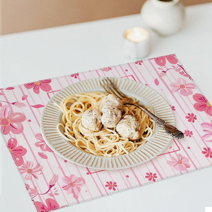 Placemats Set of 4 Heat Resistant Table Placemats Set Washable Easy Clean Placemat Durable Non-Slip Dining Table Mats Set Peach Striped Pattern Kitchen Place Mats for Dining Indoor Outdoor