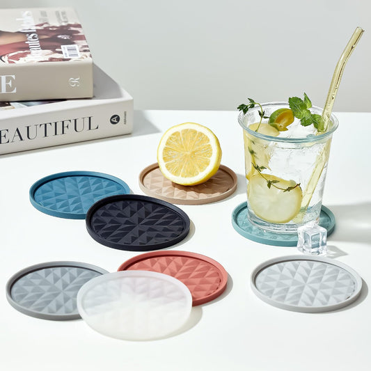 Silicone Coasters for Drinks[4 Pack]- Cup Mat for Tabletop Protection-Non-Slip, Non-Stick, Coffee Table Decor, Great Gift for Valentine's Day or Anniversary, Soft Pink