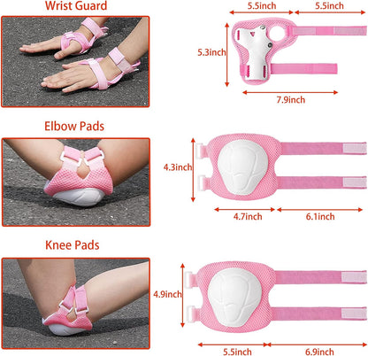 Kids Helmet Set with Knee Pads Elbow Pads Wrist Guards,Adjustable Helmet for Toddler Kids&Youth,3~14yrs Girl Boy Kids Protective Gear Set for Roller Skate Scooter Inline skatings Longboard