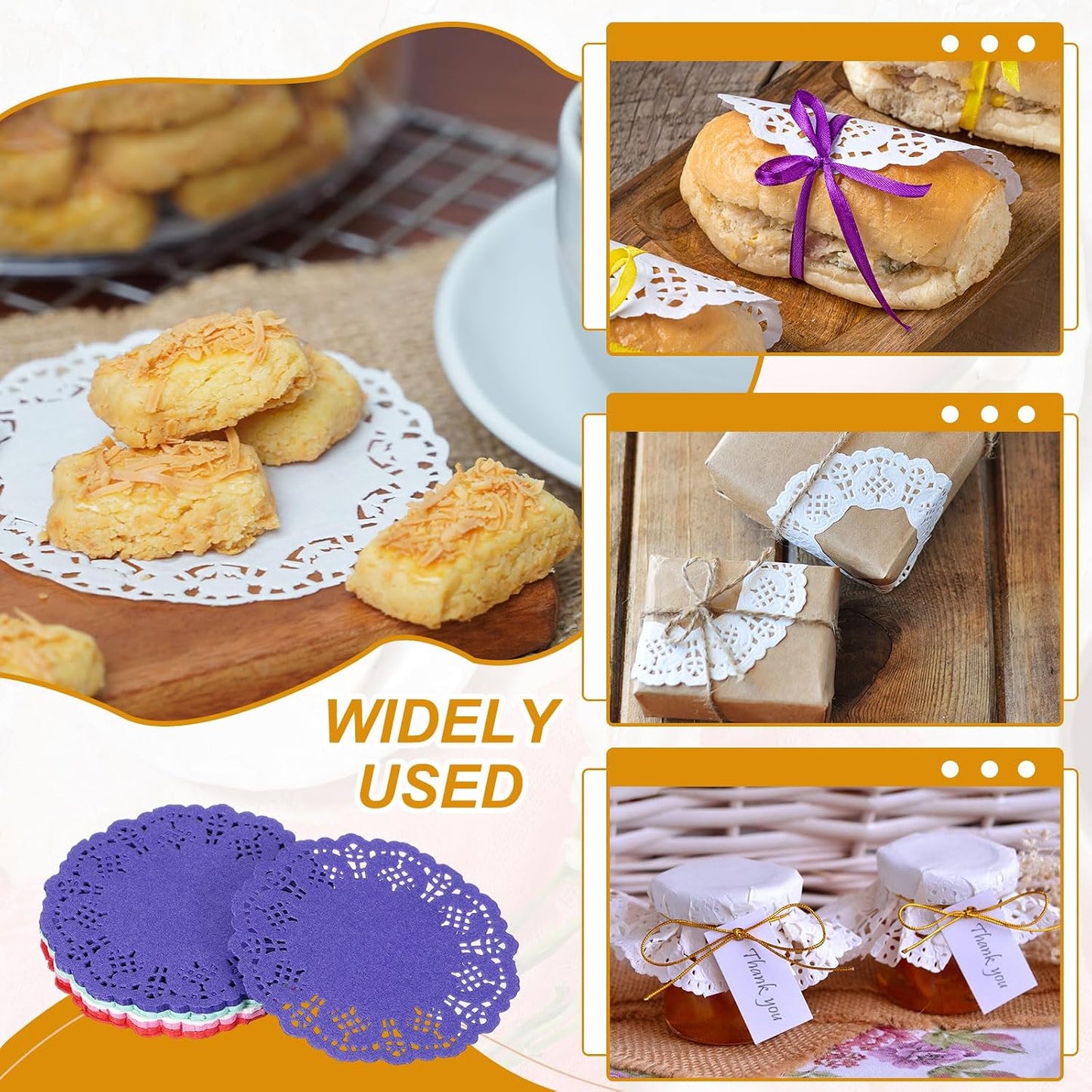 uxcell 50Pcs Paper Doilies, 10.5" Lace Doilies Round Paper Placemats for Dessert Cake Wedding Birthday Party Decorations Sandwiches Restaurants, Pink