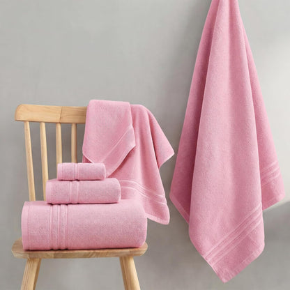 REDKISS Pink Towels Set 6 Piece Cotton Towel Sets with 2 Bath Towels, 2 Hand, 2 Washcloths, 650GSM Hotel Quality, Soft, Highly Absorbent Towels for Bathroom Gym, Ideal Everyday Use