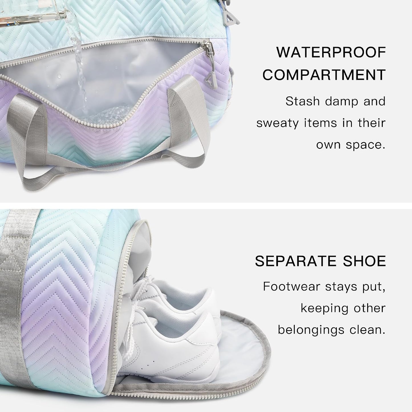 STELLE Dance Bag for Girls Pink Gymnastics Duffle Bag with Shoe Compartment Kids Cheer Bags Ballet Gifts Sports Gym Travel(Lilac Mint,F)