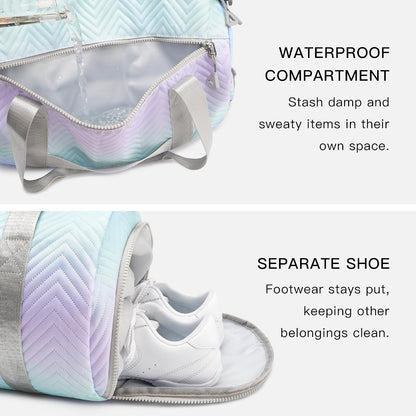 STELLE Dance Bag for Girls Pink Gymnastics Duffle Bag with Shoe Compartment Kids Cheer Bags Ballet Gifts Sports Gym Travel(Lilac Mint,F)
