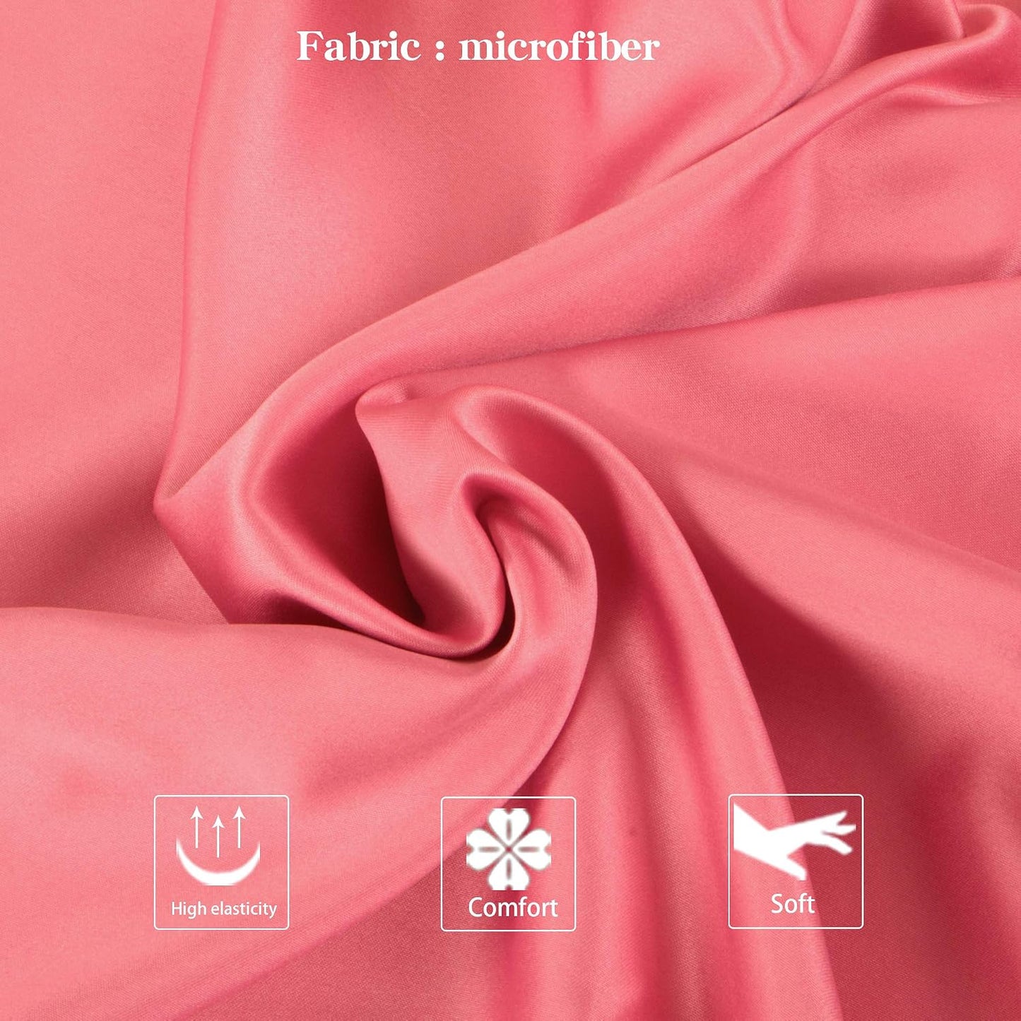 Satin Pillowcases with Zipper for Hair and Skin, Set of 2 Smilar to Silk Pillow Cases, Machine Washable, Wrinkle-Free, Cooling Satin Pillow Cases Queen, 20x30 Inches, Coral Pink