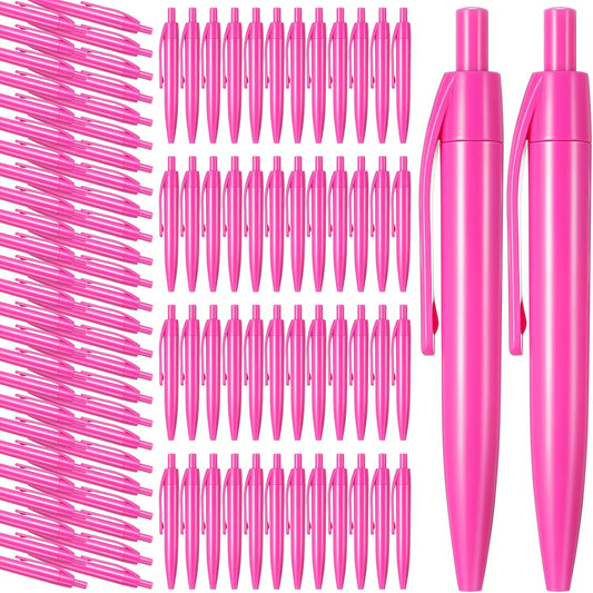 Patelai 100 Pcs Mini Pink Pens Retractable Ballpoint 3.94 in 1.0 mm Breast Cancer Awareness Small Short Pens Smooth Writing Retro Black Ink Pen for Kids School Supplies Travel Pocket Gifts