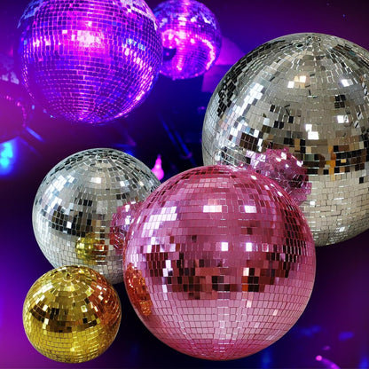 16 Inch Mirror Disco Ball lamp, Pink 16" Disco Ball Decor Hanging Disco Ball for Party Wedding Holiday Home Decoration, Replacement Mirror x 20pcs (Pink, 16inch)