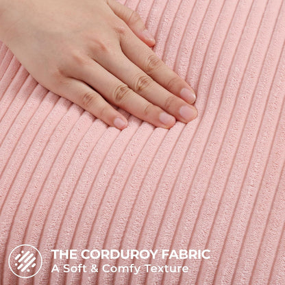 Mecatny Corduroy Summer Decorative Throw Pillow Covers 18x18 Set of 2 for Sofa Living Room, Soft Neutral Boho Couch Pillow Covers for Home Decor, Pink