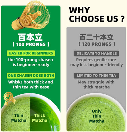 TEANAGOO Matcha Whisk Set,6-PCS Traditional Starter Set,100 Prongs Whisk with Pink Cherry Blossom Holder,Scoop(Chashaku),Tea Spoon,Bamboo Chasen,Ceremony Accessory,Gift for Friend/Family