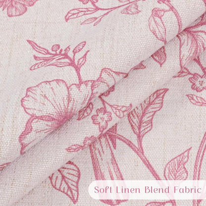 Yinhua Floral Linen Throw Pillow Covers 18x18 Inches Set of 2, Farmhouse Decorative Couch Pillow Covers with Ruffle, French Country Throw Pillowcases Soft Cushion Covers for Sofa Bed Living Room, Pink