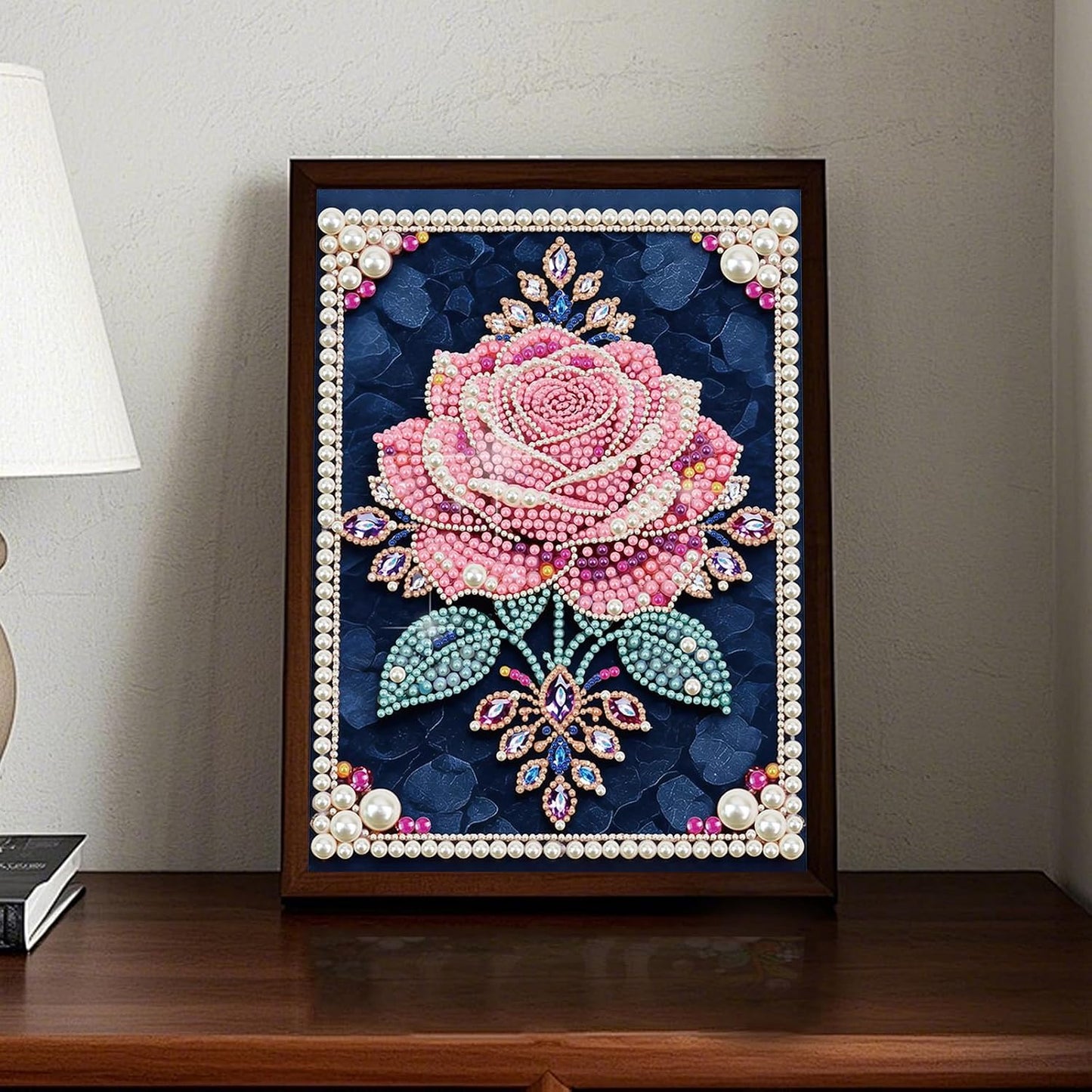 LAKEQUILL Pink Roses Special Shaped 5D DIY Partial Drill Pearl Dots Gem Art Kits 11.81x15.74inch Pearl Paintings Gem Art for Adults Beginners Home Decor (Pink Roses)