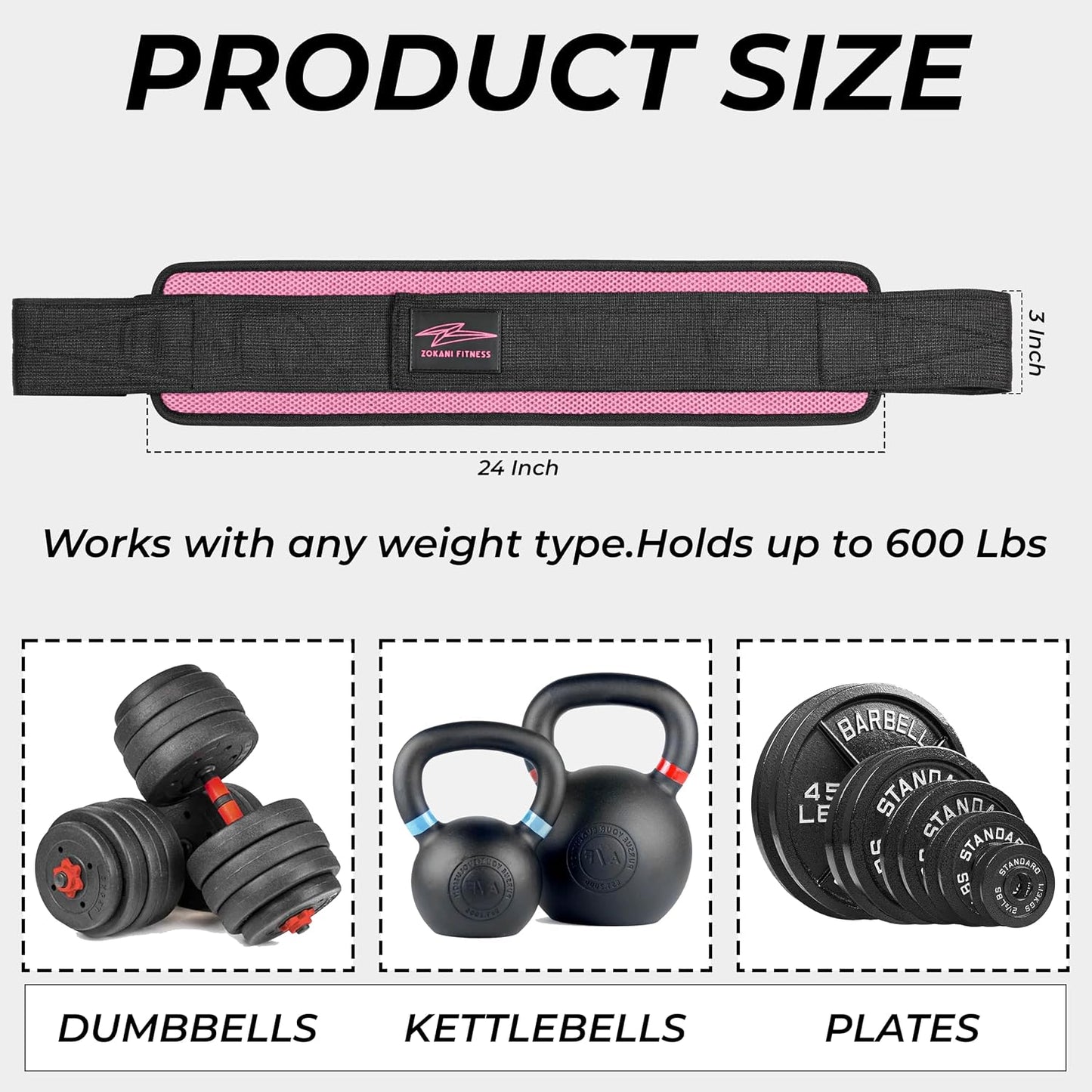 Hip Thrust Belt - Heavy duty, Comfortable, Adjustable Glute Trainer with Anti-Slip Pads. Ideal for Home Workouts with Dumbbells, Kettlebells, Plates. Extra Padding for Gym and Home Fitness hold up to 600 lbs - Baby Pink