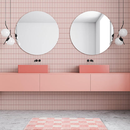 CozeCube Bath mats for Bathroom Non Slip, Fluffy Absorbent Microfiber Bath mat Washable, Aesthetic Bathroom Rugs, Cute Pink Checkered Bath mat, Pink, 24" x 36"