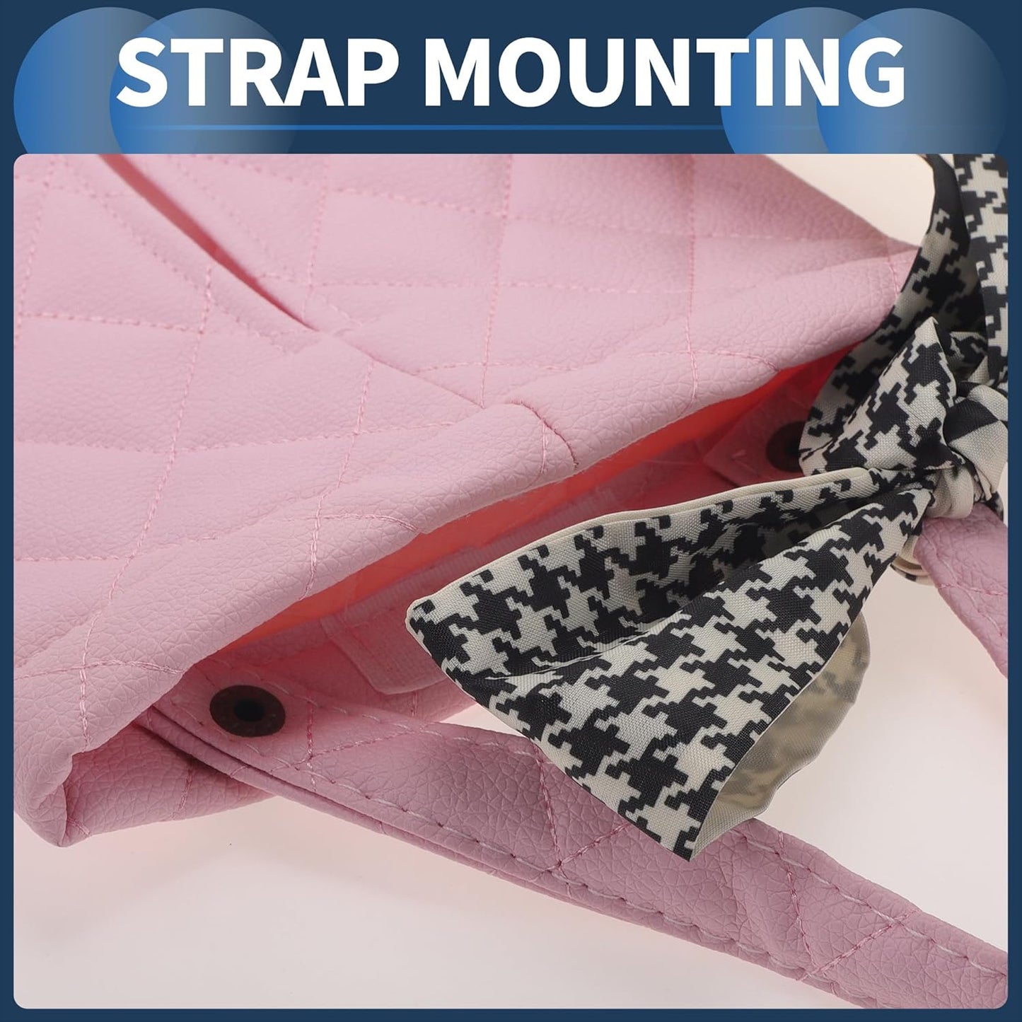 Car Tissue Holder Car Tissue Box Organizer Rhombus Plaid Houndstooth Ribbon Faux Leather 11.02"x7.09"x1.57" Pink 1 Pc