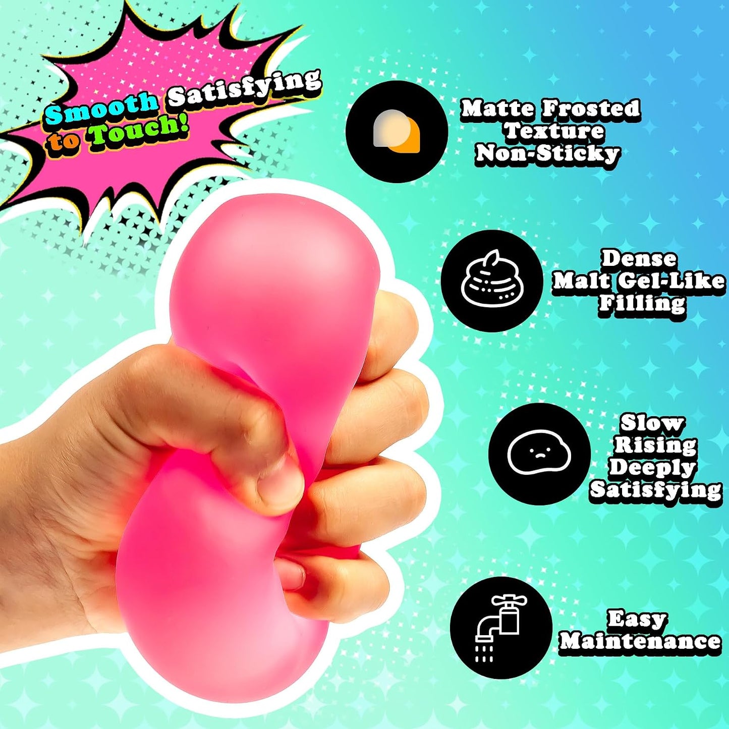 Sensory Stress Cube – High-Density Gel Filled Squishy Toy with Matte Texture for Kids & Adults, Anxiety Relief Fidget Toy, Autism-Supportive, 1-Pack in Pink