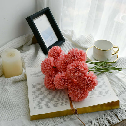 Mandy's Dusty Pink Chrysanthemum - 12 Pcs Artificial Mums Flowers for Home Table Centerpiece, Spring & Summer Decor, UV-Resistant Silk Flowers for Porch, Patio and Wedding