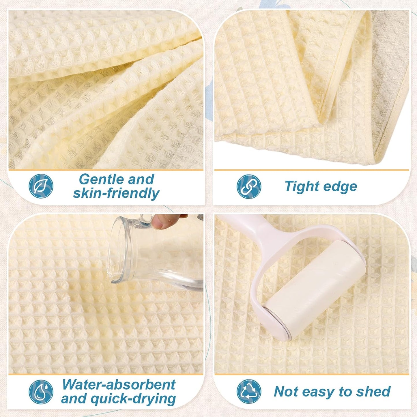 SmoothNovelty 4 Pack 100% Cotton Waffle Bath Towels 28 x 55 Inch Oversize Waffle Towel Quick Dry Absorbent Soft Lightweight Blanket for Bathroom Shower Spa Yoga Beach Pool Travel, Blue, Pink, White