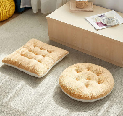 Comfortable Square and Round Artificial Lambswool Chair Pads,Soft Fluffy Chair Seat Cushion Plush Cushions Seat Pad for Home Office Meditation (17 inch(45cm), Round-Pink&White)