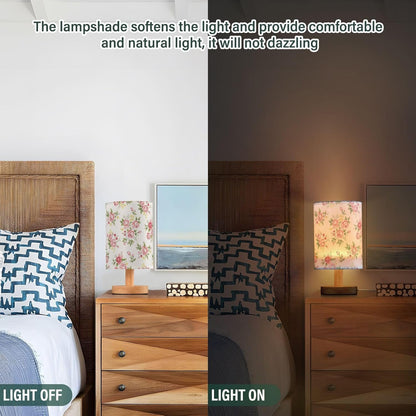 senya Flower Table Lamp for Bedroom Living Room, Pink Rose Flower Floral Bedside Lamps with USB Charging Ports Nightstand Light Lamps
