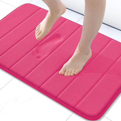 Buganda Memory Foam Bath Mat, 24" x 16", Ultra Soft and Non-Slip Bathroom Rugs, Water Absorbent and Machine Washable Bath Rug for Bathroom, Shower, and Tub, Deep Pink