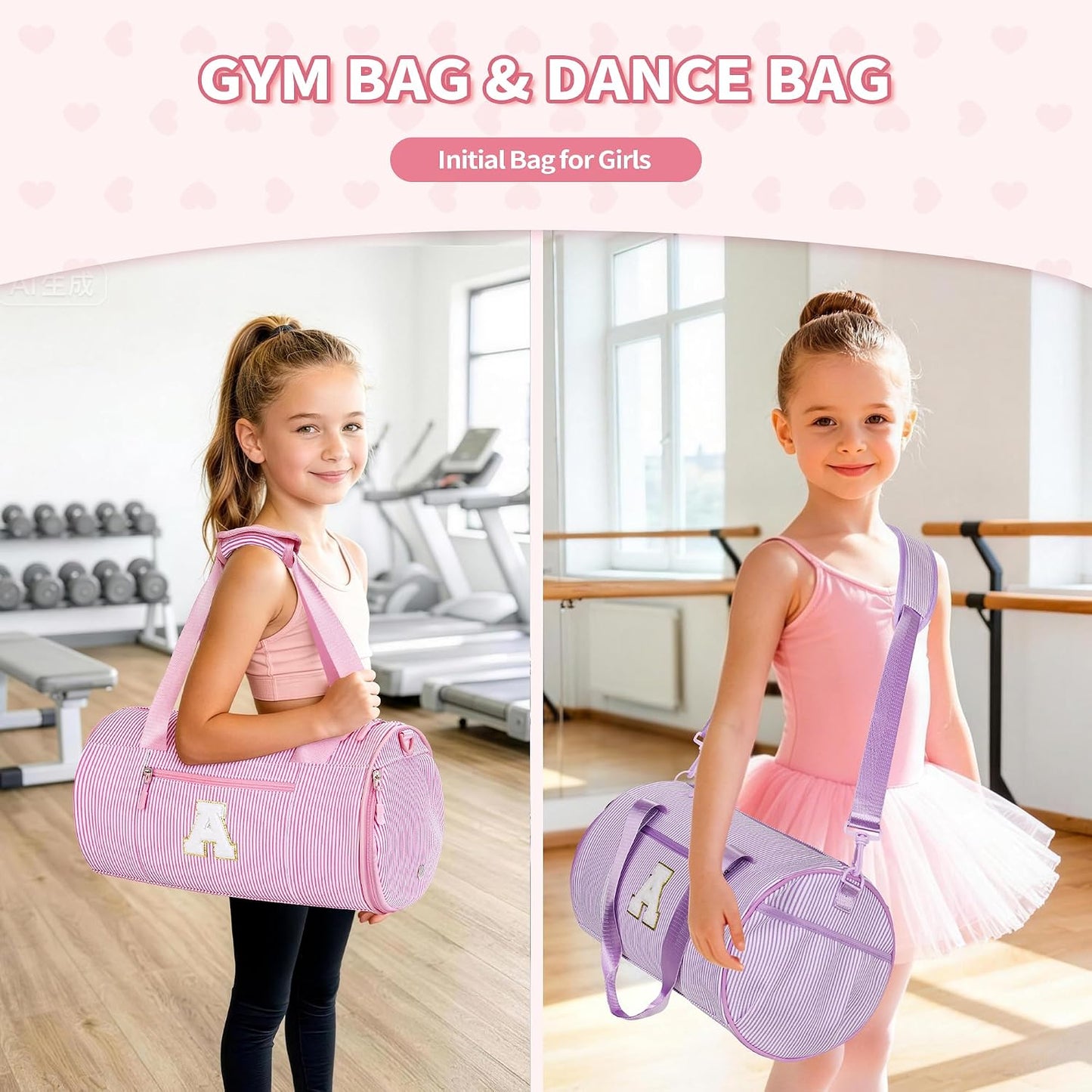 YOOLIFE Dance Bag for Girls Kids - Travel Duffle Bag Dance Bags for Teen Girls Kids | 5 6 7 8 9 10 11 12 Year Old Girl Birthday Gift, Birthday Gifts for Girl Kid Pink Gym Bags (Pink R)