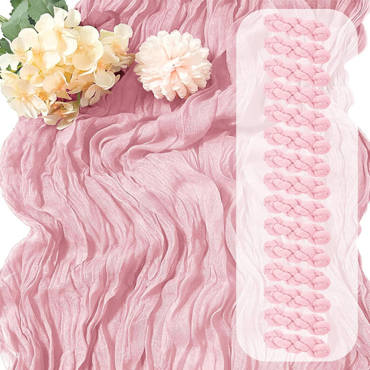 15 Pack Light Pink Cheesecloth Table Runner 17 x 108 inch Cheese Cloth Table Runners 9ft Pink Table Runner Rustic Romantic Sheer Gauze Runner for Wedding Party Baby Shower Table Decoration