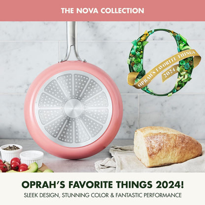 GreenPan Nova 8" Frying Pan Skillet, Oprah’s Favorite Things 2024, Ceramic Nonstick Cookware, PFAS Free, Toxin-Free, Induction Suitable, Dishwasher & Oven Safe, Durable, Easy Clean, Coral