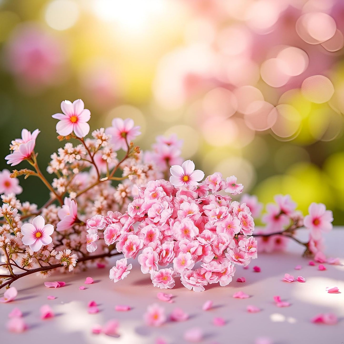 100 Pcs Pink Artificial Cherry Blossoms Heads Silk Peach Flowers Faux Flower Heads Fake Small Flowers Floral Decors Party Decoration Artificial for DIY Home Wedding Crafts Decoration