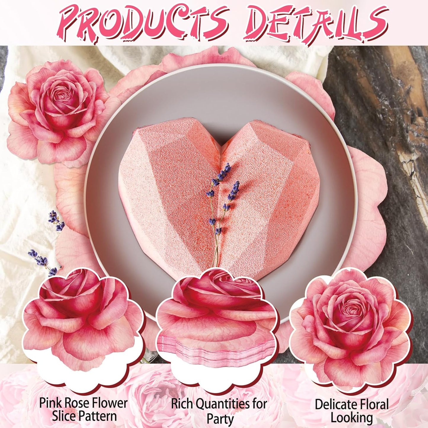 Geosar 200 Pcs Pink Floral Paper Placemats and Coasters Spring Summer Flower Chargers Table Mat Disposable Rose Flower Placemat with Coasters for Tea Party Wedding Bridal Baby Shower Birthday 13''