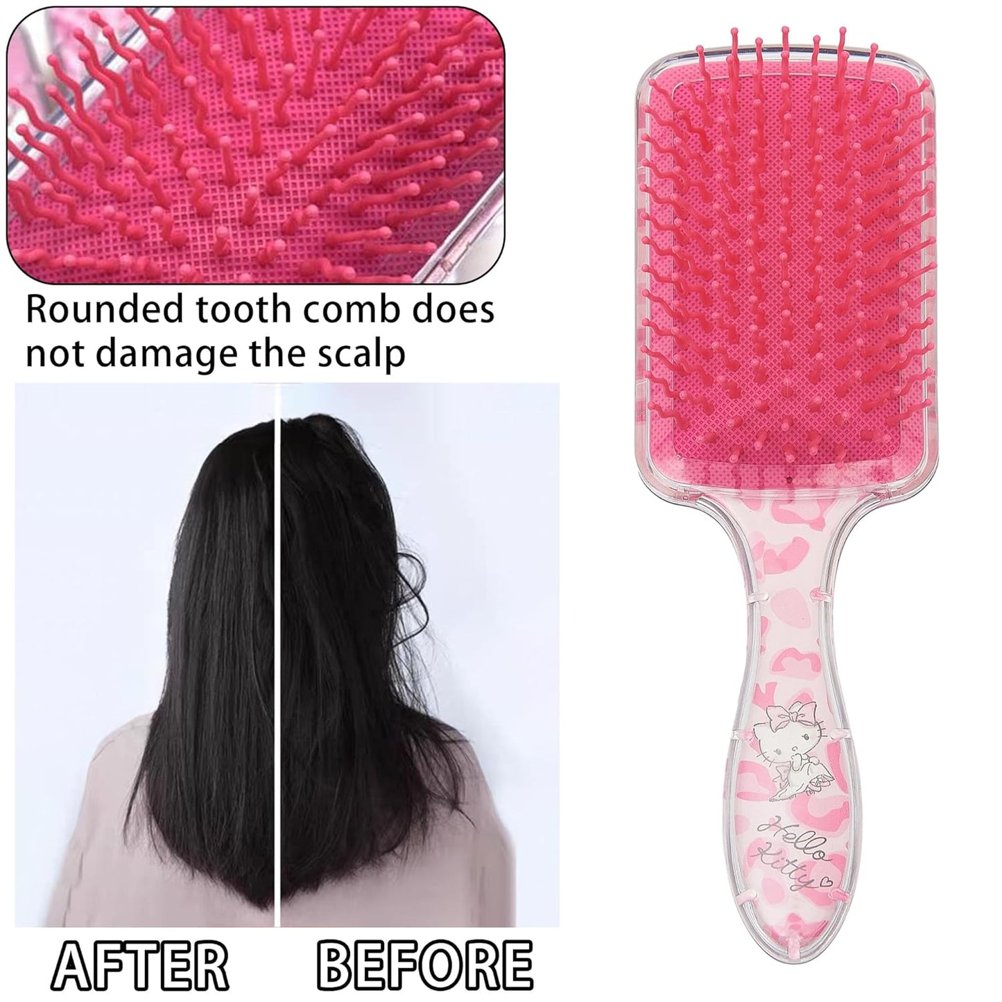 Cute Hair Brush for Women & Girls, Glide Through Tangles with Ease for Thick Curly Thin Long Short Dry & Wet Hair (Pink)