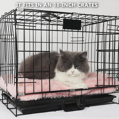 Extra Small Dog Crate Pad 18 x 12 Dog Beds for Tiny Dogs Deluxe Corduroy Fleece Fluffy Comfy Kennel Pad Washable Cute Flat Cat Bed Mat Pink Pet Sleeping Cushion for Mini Small Puppy Breeds XS