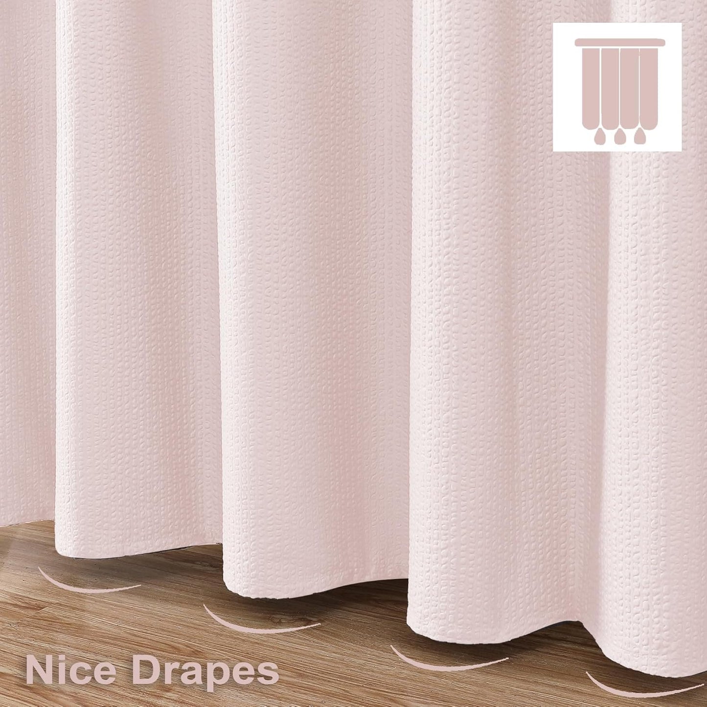 OVZME Berry Pink Shower Curtain, Kids Bathroom Curtain 72 Inch Long, 3D Embossed Fabric Waffle Shower Curtain, Luxury Hotel Quality Bathroom Curtain, 72 x 72 Inches