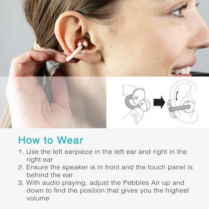MEE audio Pebbles Air Open Ear True Wireless Earbuds - Bluetooth 5.3 Lightweight Earclip Headphones with Headset Microphone & Call Noise Reduction for Gym/Workouts/Sports and Gaming (Rose Gold/Pink)