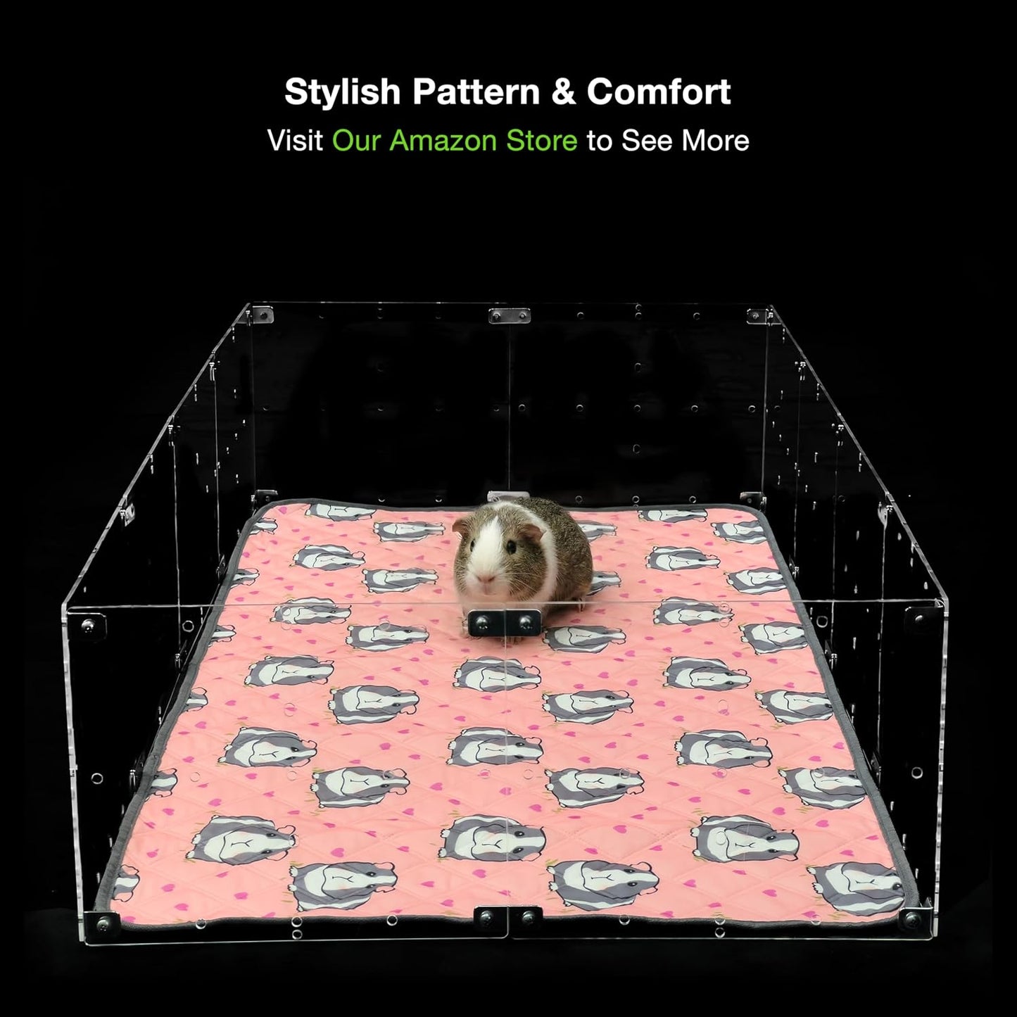 GuineaLoft™ Guinea Pig Cage Liner 2-Pack - Pink, 47" x 24" Reusable Washable Bedding, Absorbent & Waterproof Pee Pad for Model-A & C&C Cages, Rabbits, Dogs, Cats & Small Pets