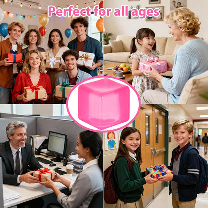 Ice Cube Stress Ball, Medium Cube 5cm(1.98") Fidget Toys, Pink Ice Cube Squishy Cube for Anxiety Relief Stress Reliever, Stress Relief Toys for Adults Kids Children Teens