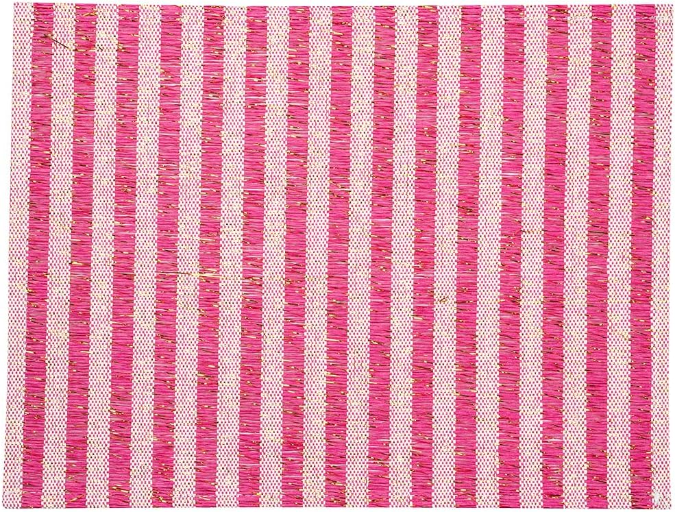 Restaurantware 16 x 12 Inch Dining Table Placemats Set Of 6 Rectangle Kitchen Table Mats - Pink Stripes Easy To Clean Pink Plastic Striped Placemats Wipeable Durable