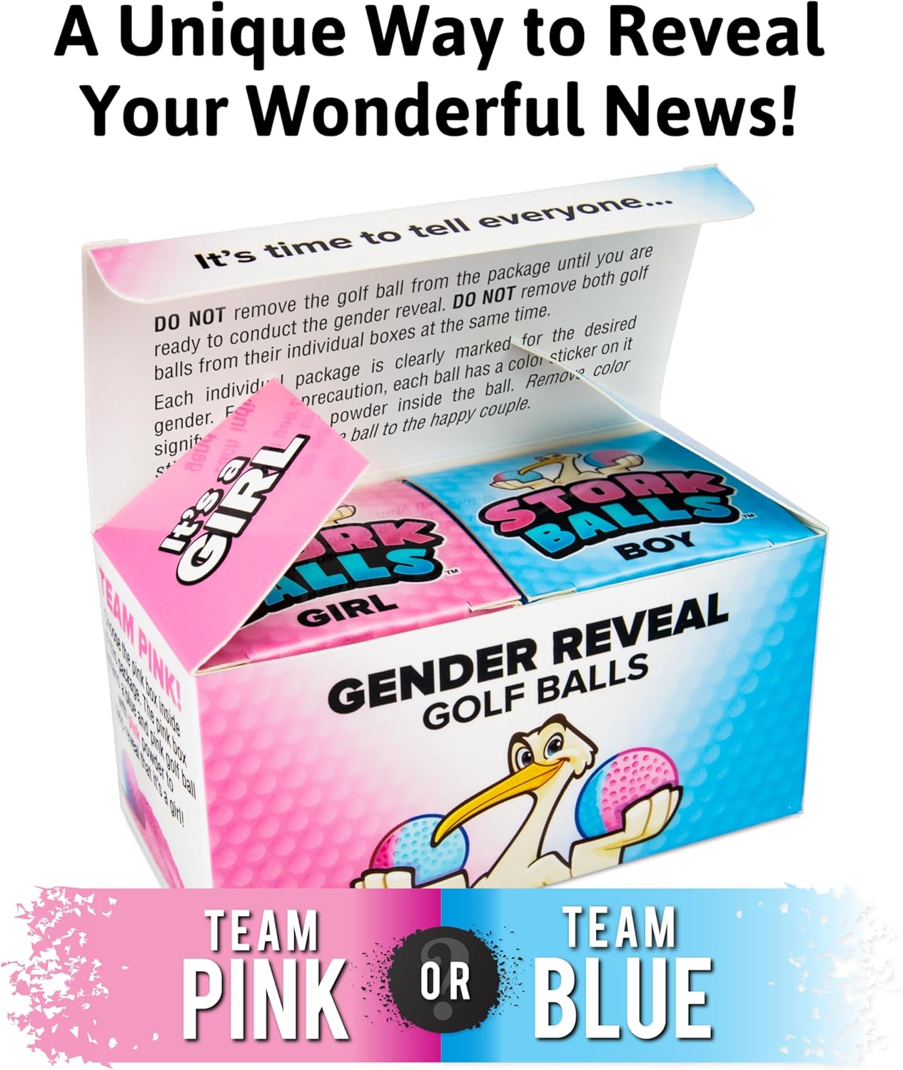 Party Smith Gender Reveal Golf Ball (2 Pack) - Exploding Golf Balls with Pink and Blue Powder for Team Baby Boy or Girl - Decorations Ideas Gifts Games Stuff - Globos para Revelacion De Sexo De Bebe