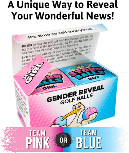 Party Smith Gender Reveal Golf Ball (2 Pack) - Exploding Golf Balls with Pink and Blue Powder for Team Baby Boy or Girl - Decorations Ideas Gifts Games Stuff - Globos para Revelacion De Sexo De Bebe
