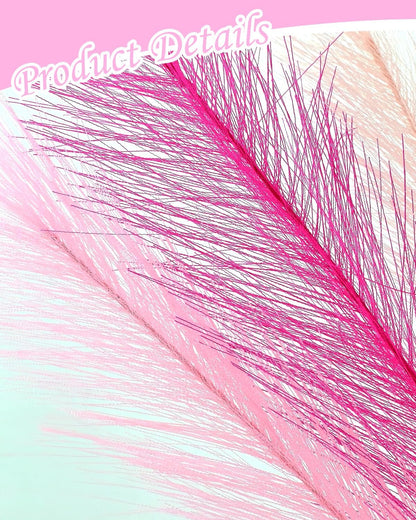 48pcs Pink Faux Pampas Grass Decor, 21.7inch Hot Pink Short Artificial Pompous Grass Fluffy Fake Pompas Grass Branches Vase Filler Flower Arrangement for Outdoors Wedding Centerpieces Decor
