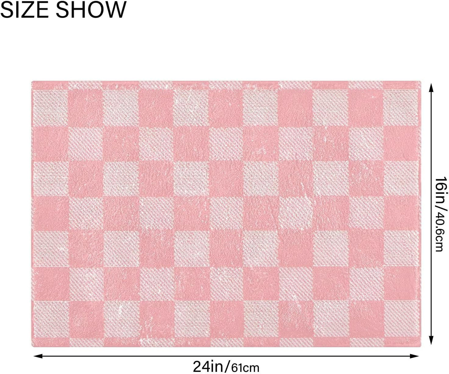 ALAZA Pink Checkered Racing Check Bath Mat for Bathroom Rugs Rectangle Carpet for Shower, Fluffy Absorbent & Machine Washable