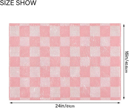 ALAZA Pink Checkered Racing Check Bath Mat for Bathroom Rugs Rectangle Carpet for Shower, Fluffy Absorbent & Machine Washable